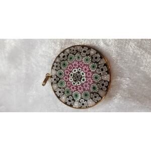 Glass Millefiori Murano pendant marked 925  (1.1518) 1 1/2"